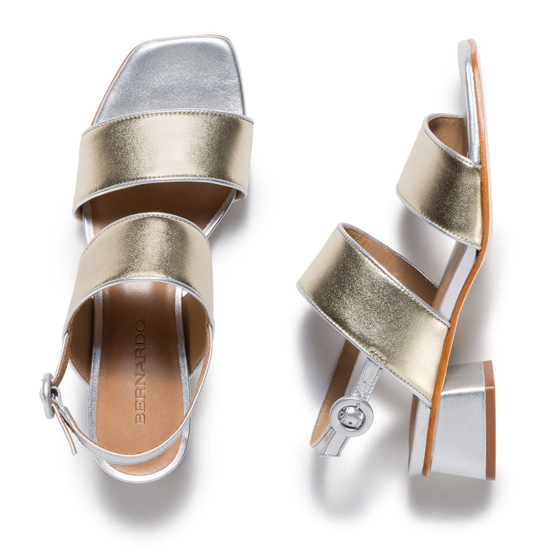 Sandalias Tacones Bernardo Jasper Slingback Mujer Plateadas Doradas | KXB1416QW
