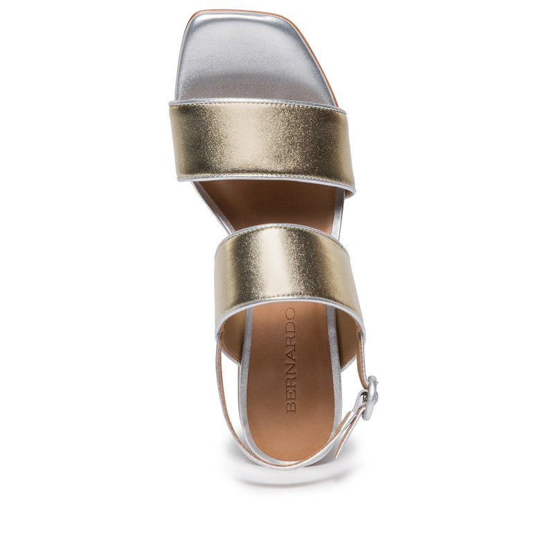 Sandalias Tacones Bernardo Jasper Slingback Mujer Plateadas Doradas | KXB1416QW