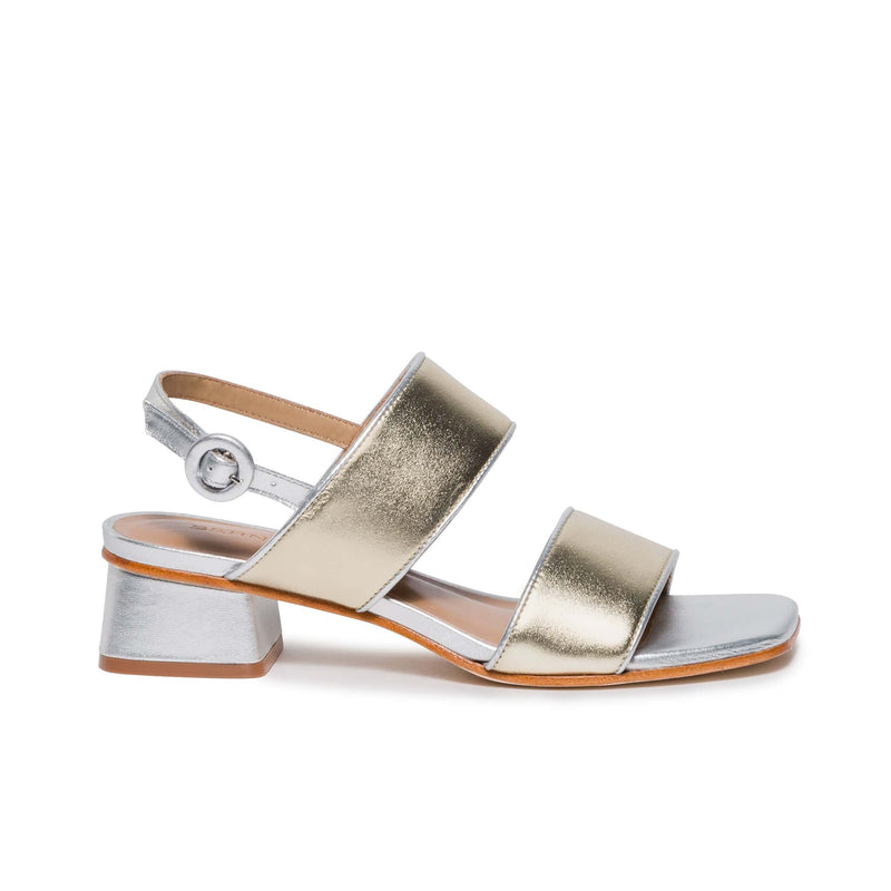 Sandalias Tacones Bernardo Jasper Slingback Mujer Plateadas Doradas | KXB1416QW