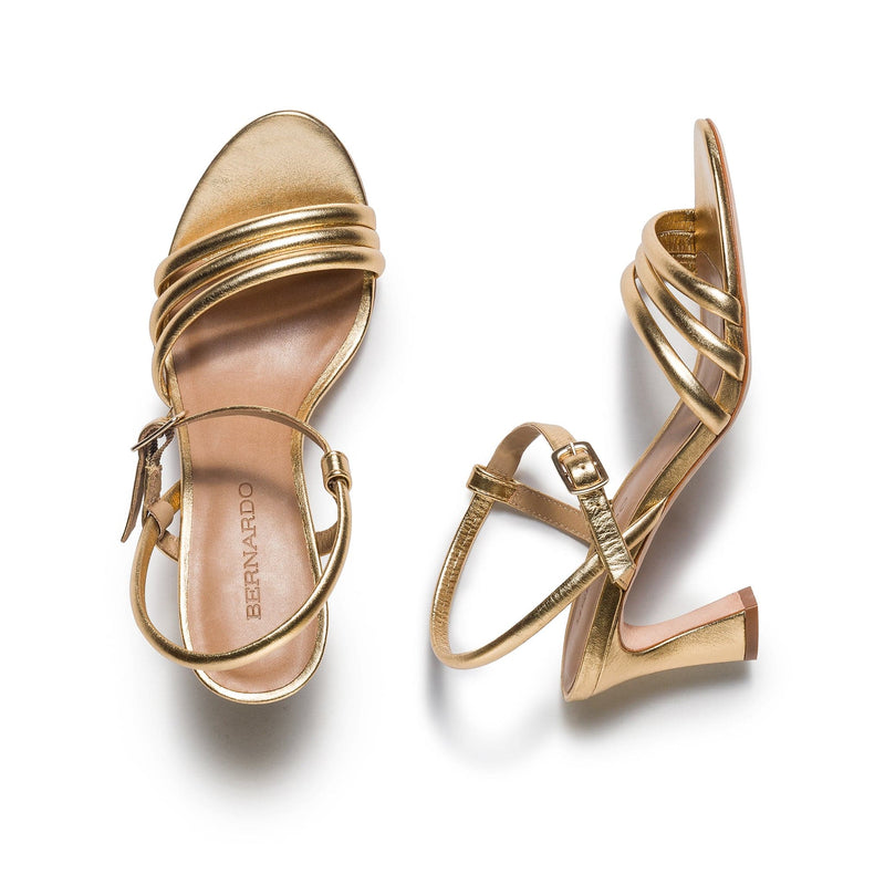 Sandalias Tacones Bernardo Noor Mujer Doradas | EJN8137LS