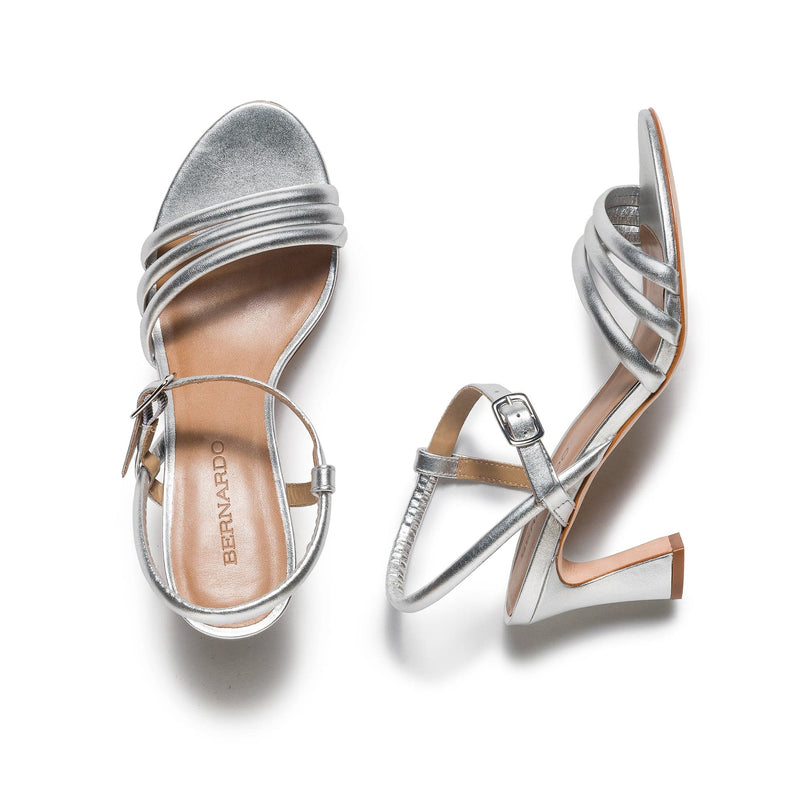 Sandalias Tacones Bernardo Noor Mujer Plateadas | GQU6091RA